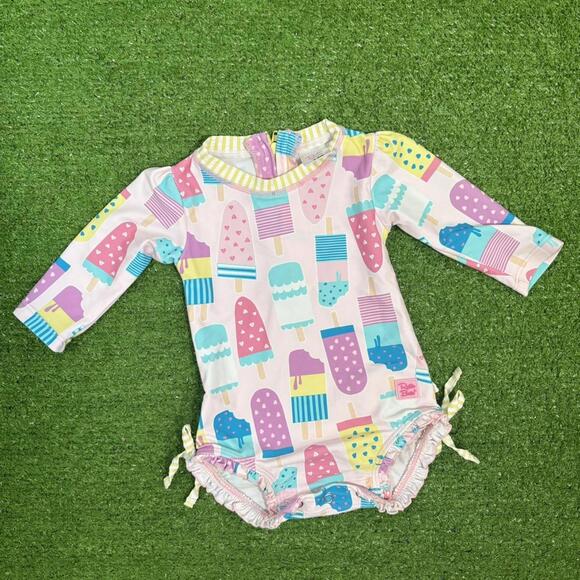 Ruffle Butts Baby Girl Size 3-6 Months Rash Guard Swimsuit Ice Cream Beach Pool - Picture 1 of 4